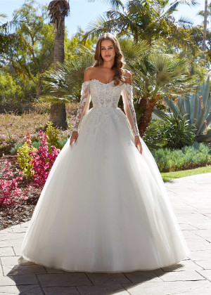 Beaded Ivory Lace Tulle Glamorous Wedding Dress With Detachable Sleeves